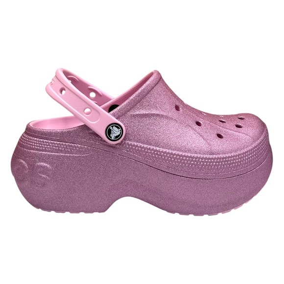 Crocs Womens Mega Wedge Platform Clog Size 7 Rose Glitter Slip-on Water Friendly - Picture 3 of 14